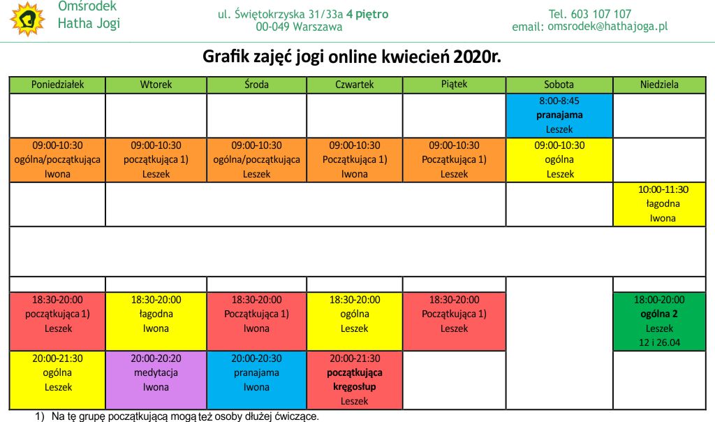 grafik jogi online kwiecień 2020