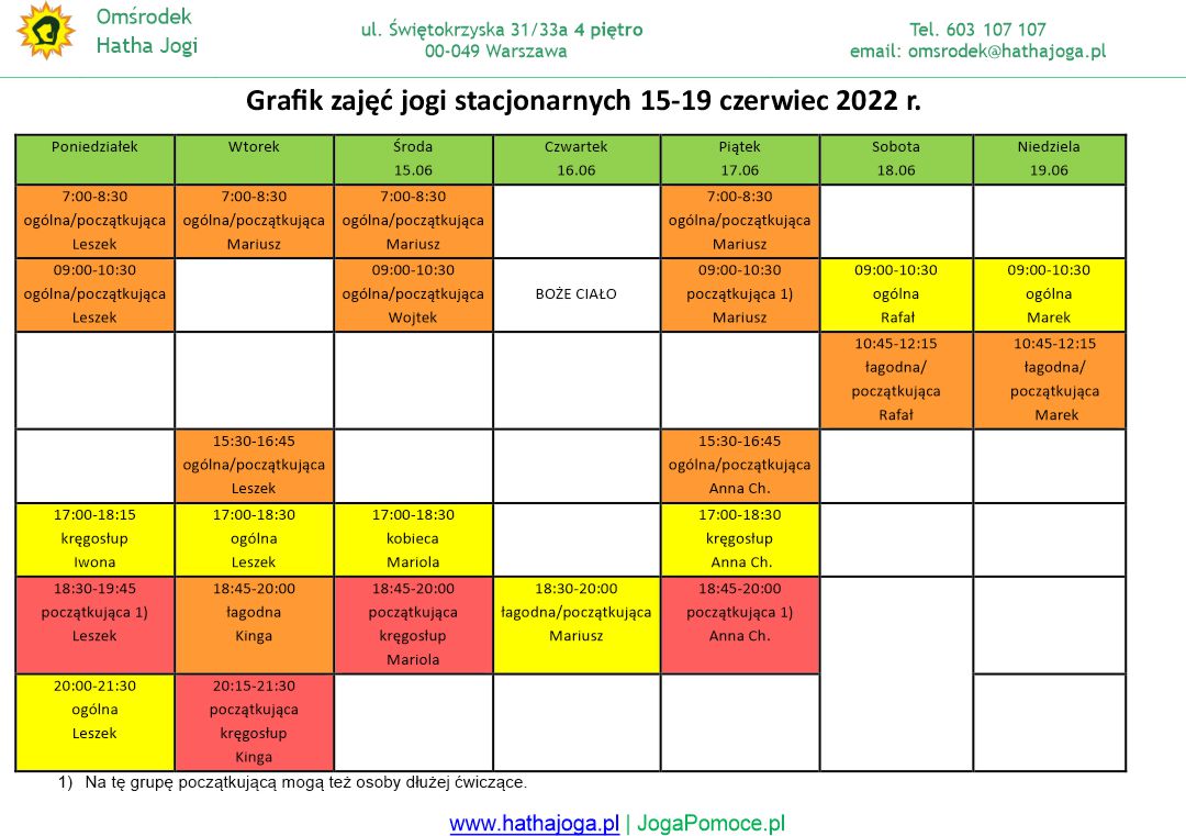 grafik jogi stacjonarne 15 19 czerwiec 2022