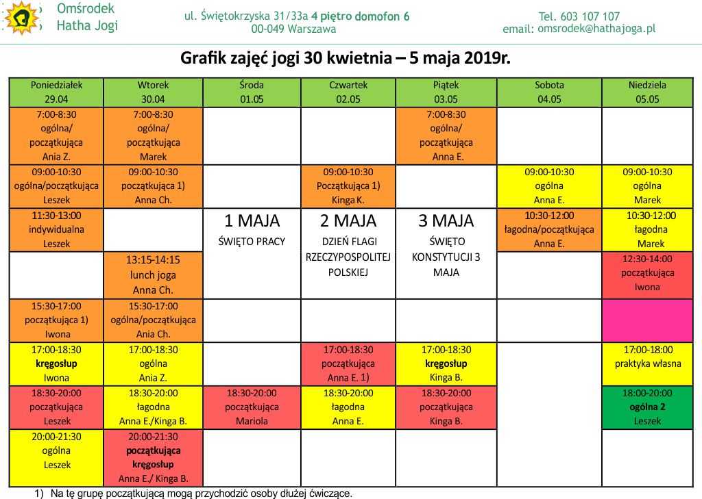 grafik 30 kwietnia 5 maja 2019