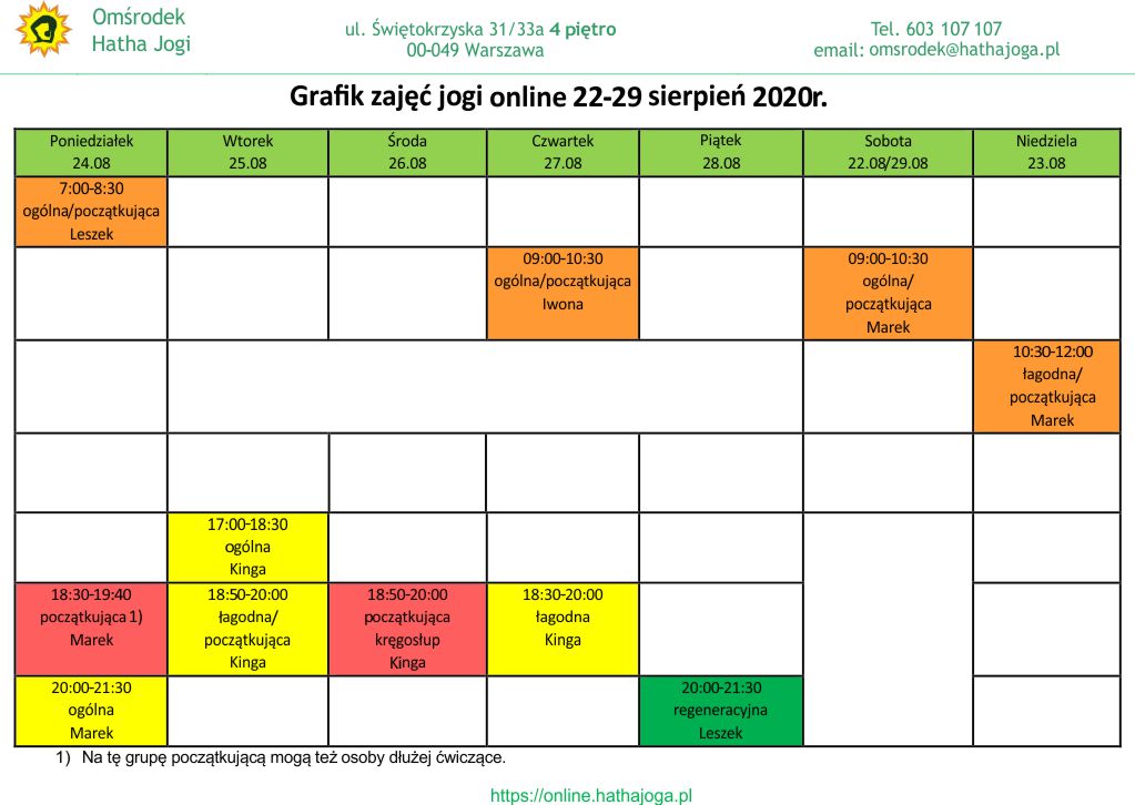 grafik jogi online 22 29 sierpień 2020