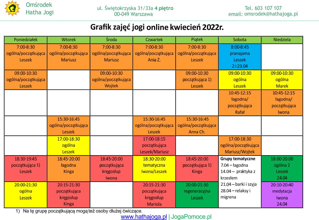 grafik jogi online kwiecien 2022