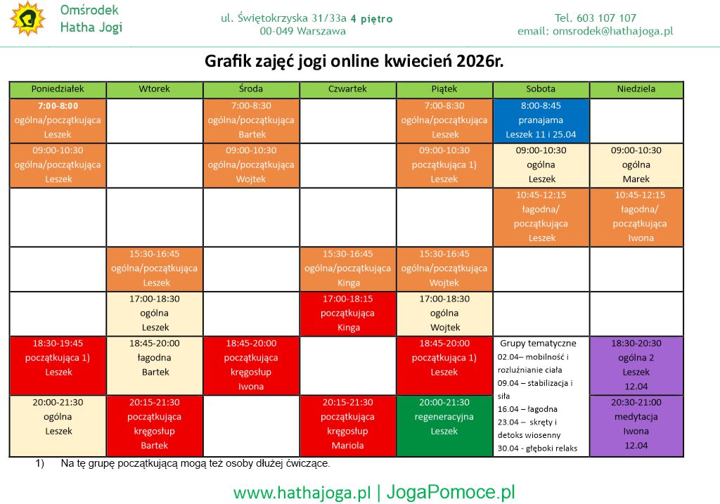 grafik jogi online kwiecień 2026