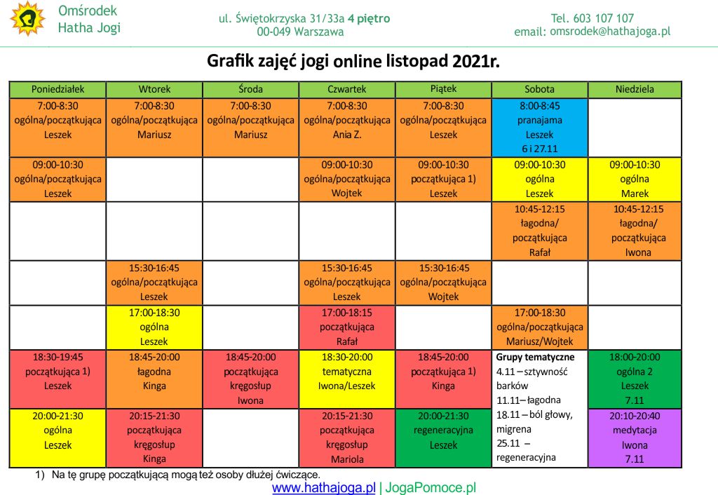 grafik jogi online listopad 2021