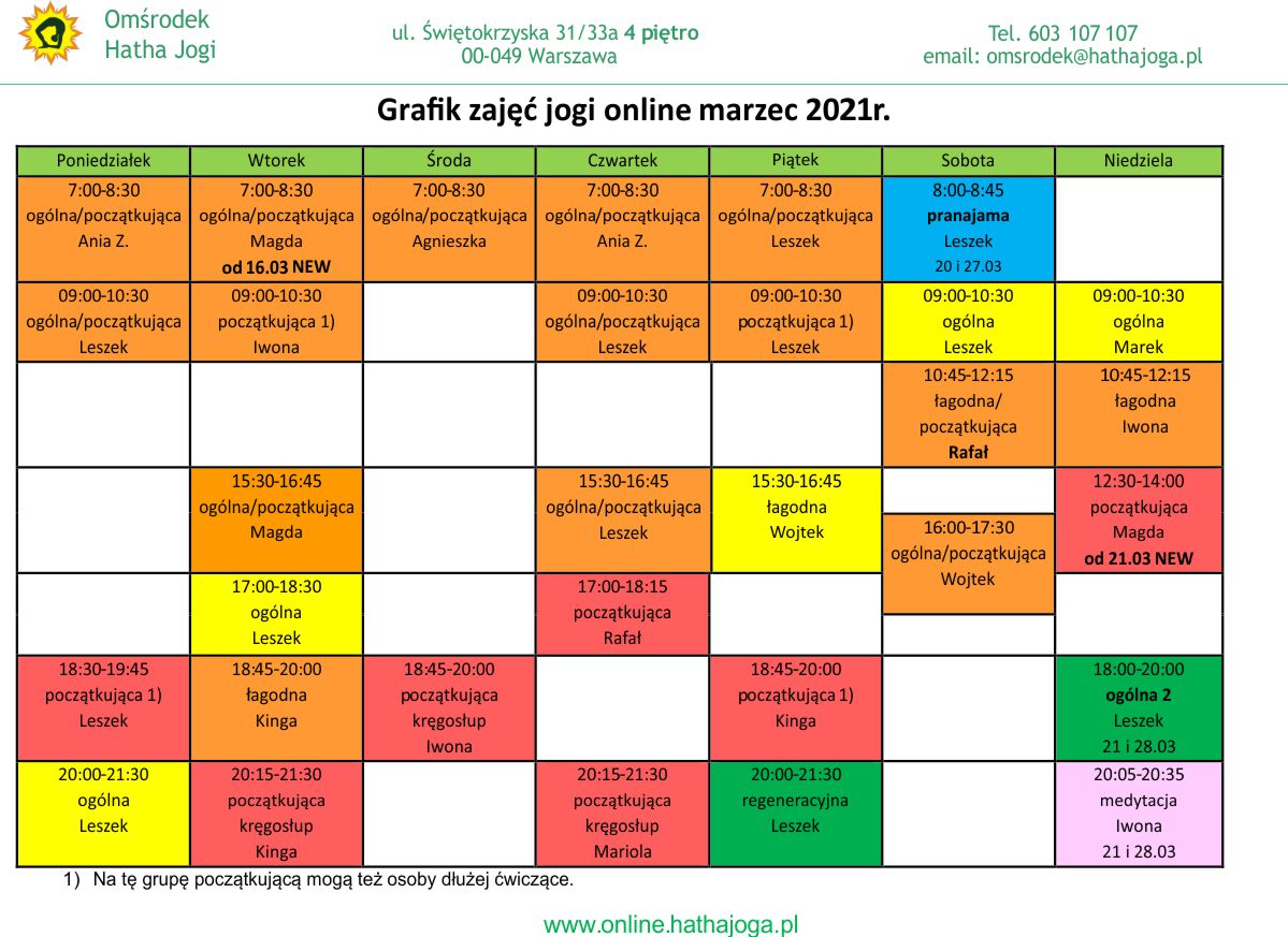 grafik jogi online marzec 2021