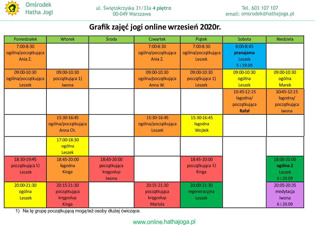 grafik jogi online wrzesień 2020