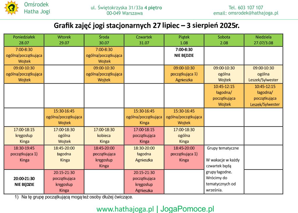 grafik jogi stacjonarne 27 lipiec 3 sierpień 2025