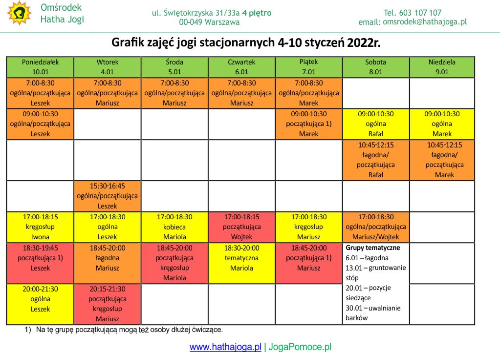 grafik jogi stacjonarne 5 10 styczeń 2022