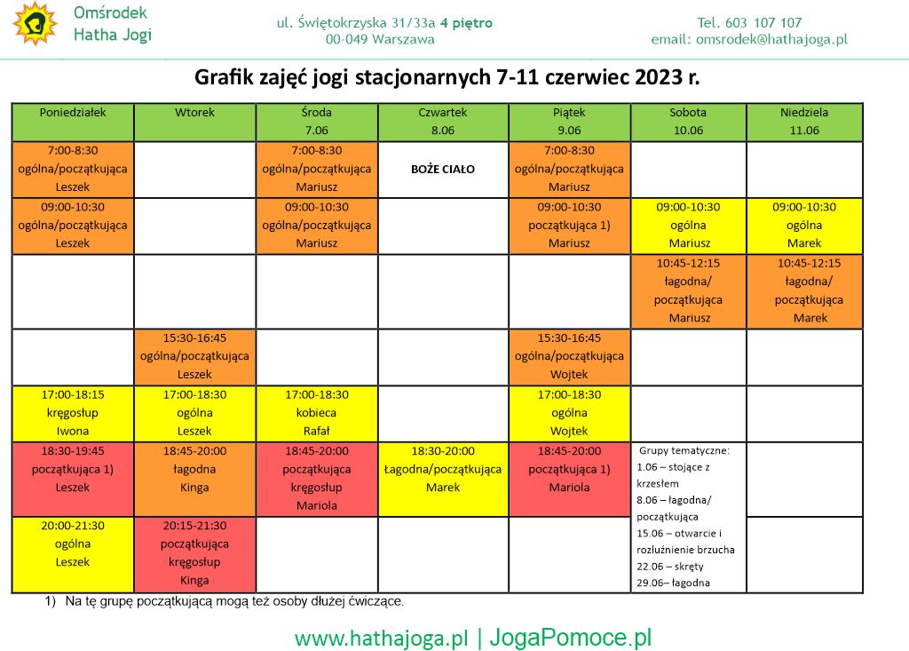 grafik jogi stacjonarne 7 11 czerwiec 2023