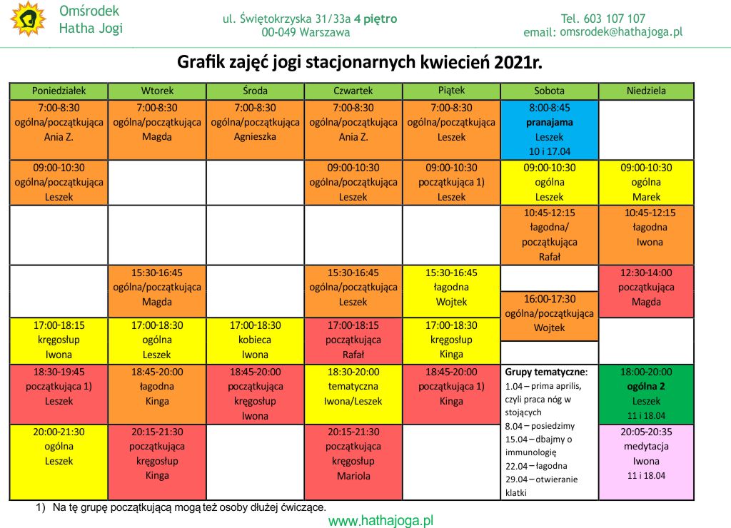 grafik jogi stacjonarne kwiecień 2021