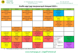 grafik_zajec_jogi11 Szkoła Jogi, Warsztaty, Klub - Joga dla Początkujących i Kobiet - Warszawa - Ośrodek Hatha Jogi