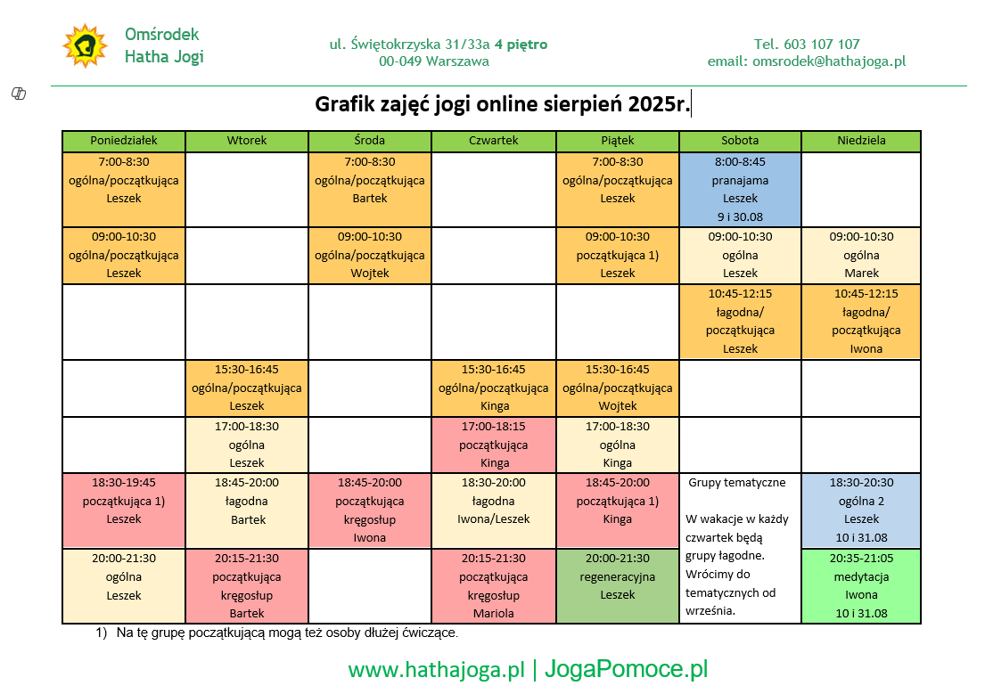 grafik jogi online lipiec 2025