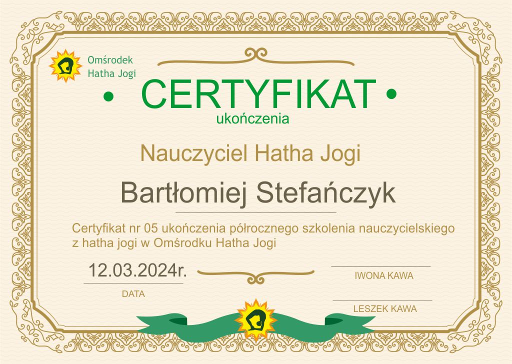 certyfikat złoty 05 Bartłomiej Stefańczyk
